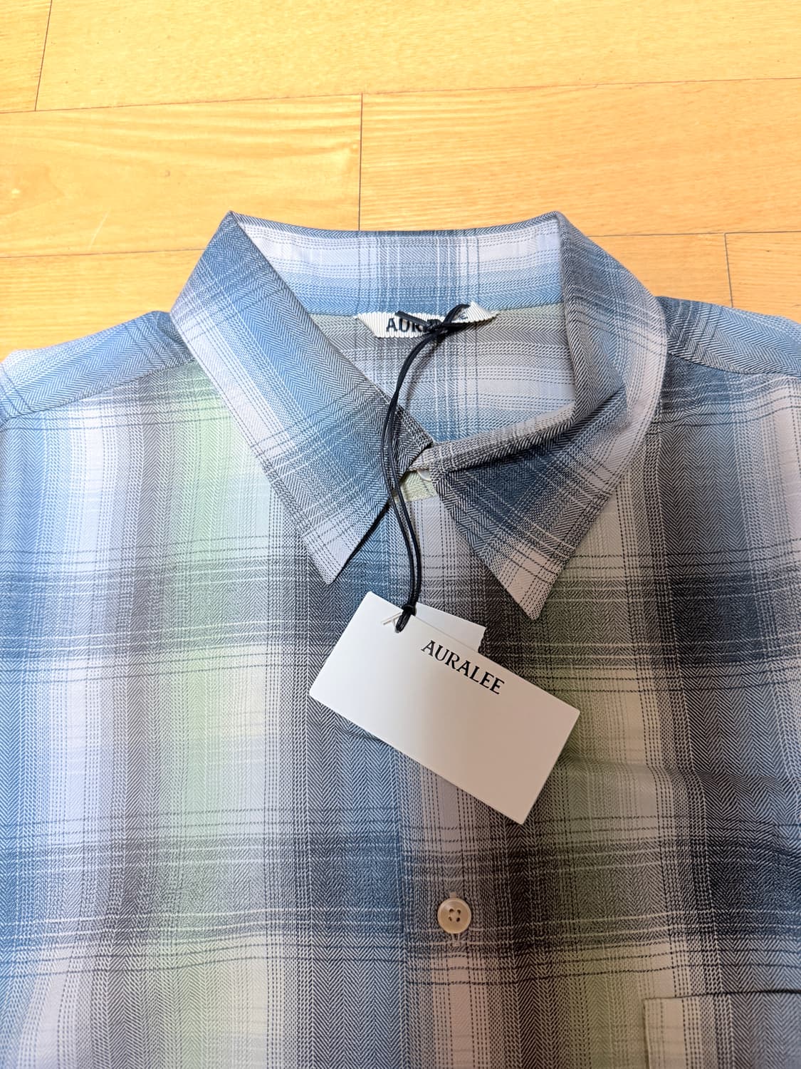 오라리 체크셔츠 블루 그린 울 셔츠 5 상품이미지2