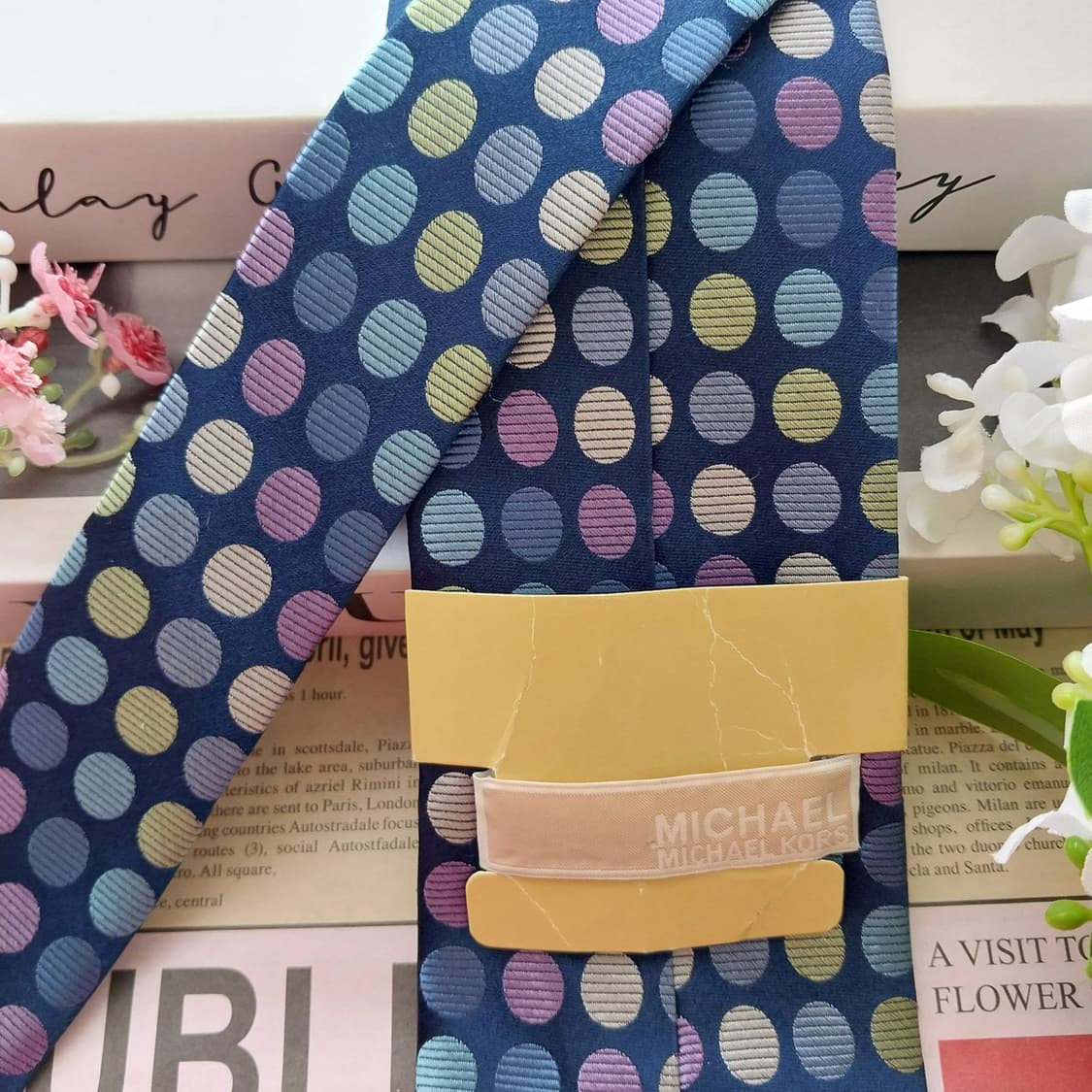 마이클코어스 블루 도트 패턴 넥타이 8.4cm 새상품 K2420 상품이미지5