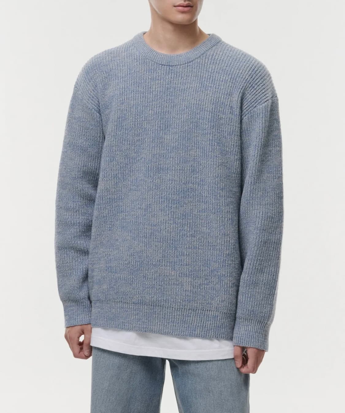 (새상품) 무신사 크루넥 니트 블루 2XL 상품이미지3