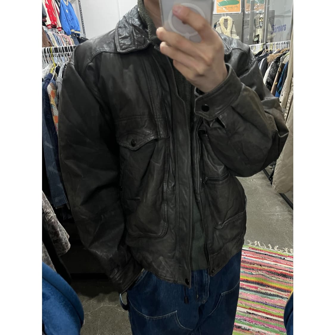 Vanelli 레더 봄버자켓  상품이미지2