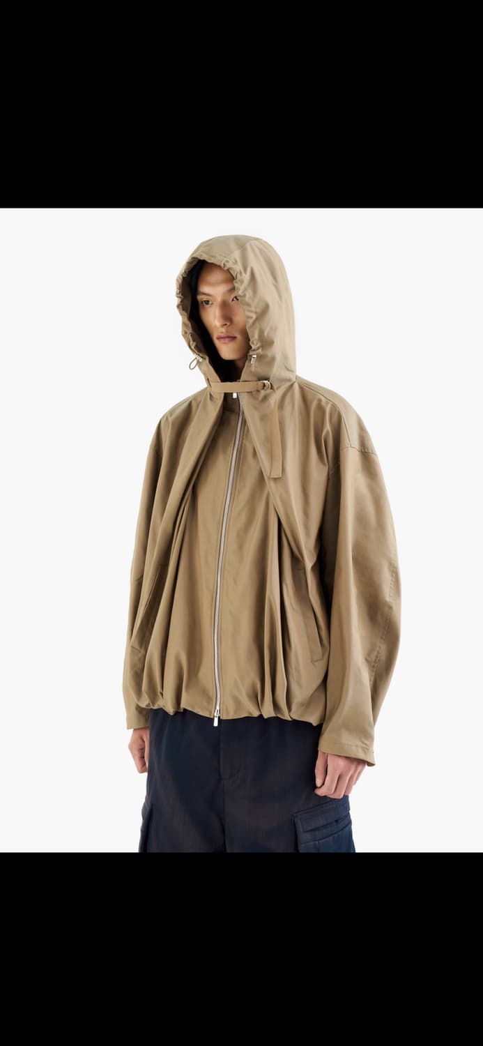 지용킴 드레이프 볼륨 후드 자켓 Green S 상품이미지5