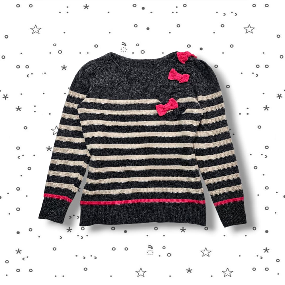 F 리본 포인트 스트라이프 니트 상품이미지1