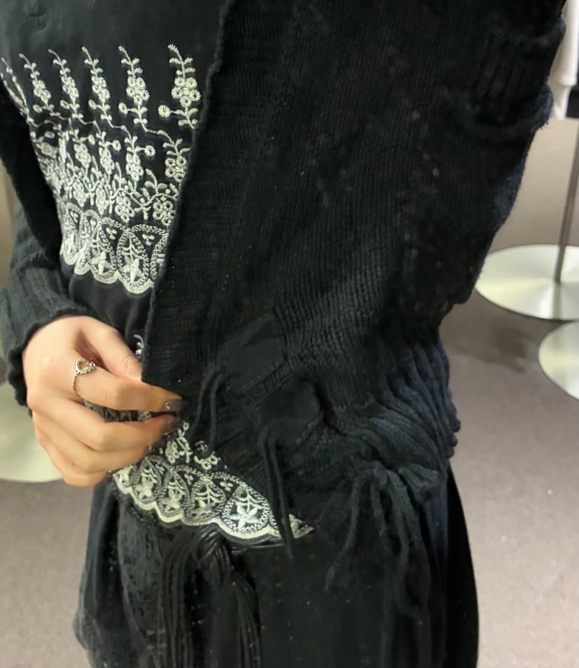 OS)Chloe vintage 여성 블랙 크롭 가디건 상품이미지2