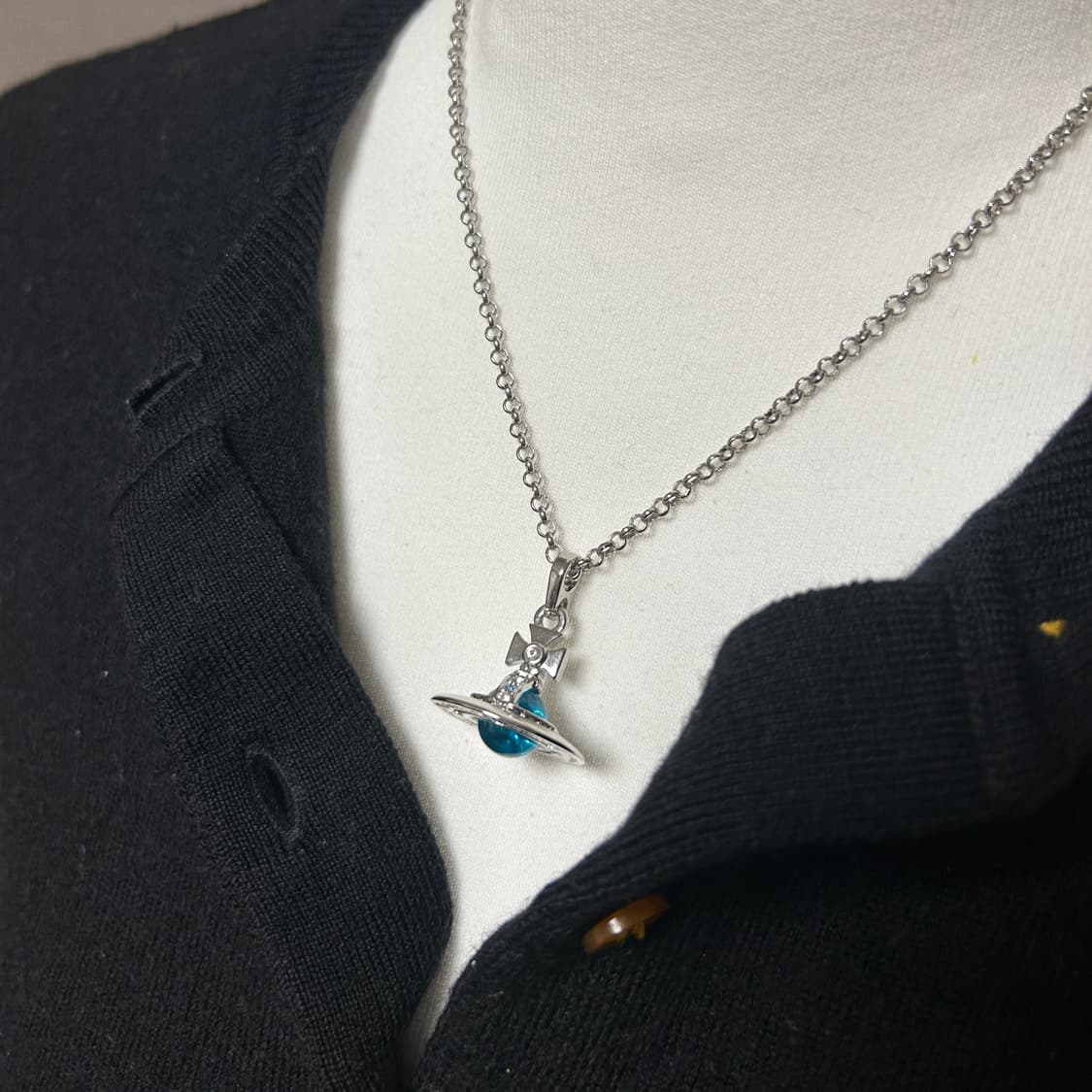 [비비안웨스트우드] Orb Necklace Blue Stone (Full 상품이미지4