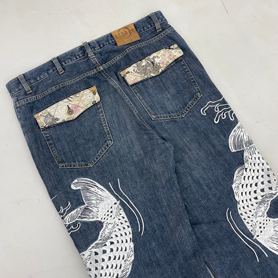 카라쿠리 타마시 제팬 잉어자수 오리엔탈 와이드 데님팬츠  상품이미지4