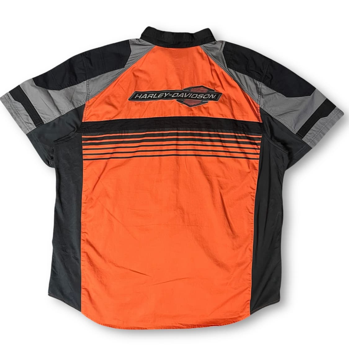 할리데이비슨 오렌지 올드스쿨 바이커 반팔 셔츠 3XL 상품이미지2
