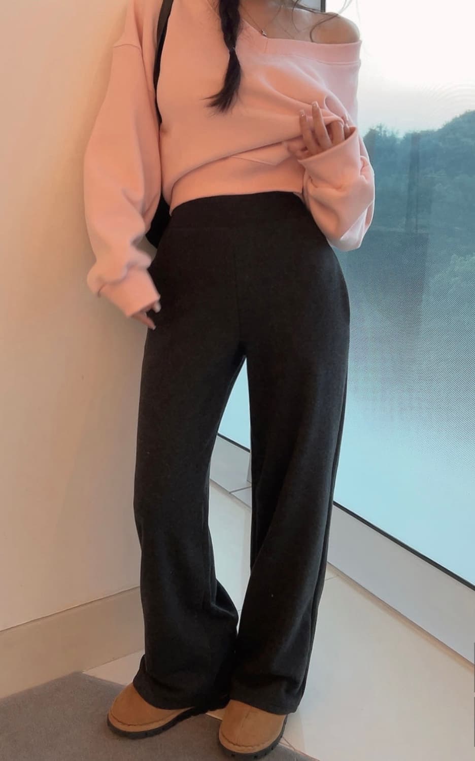 히프나틱 자체제작 융기모 역대급 와이드팬츠 차콜 상품이미지2