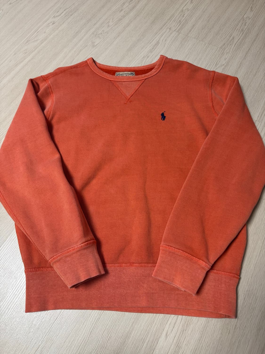 폴로 맨투맨 스웻 (약기모, 데님라인, 워싱) 상품이미지1