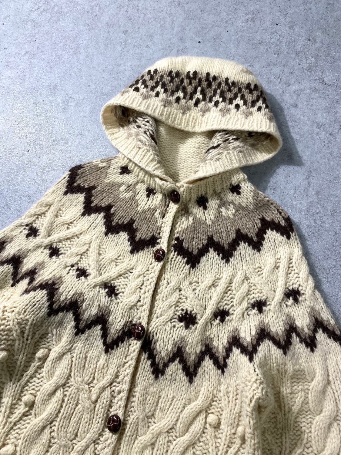 [M] Vintage 빈티지 우먼스 핸드니트 후드 가디건 상품이미지2