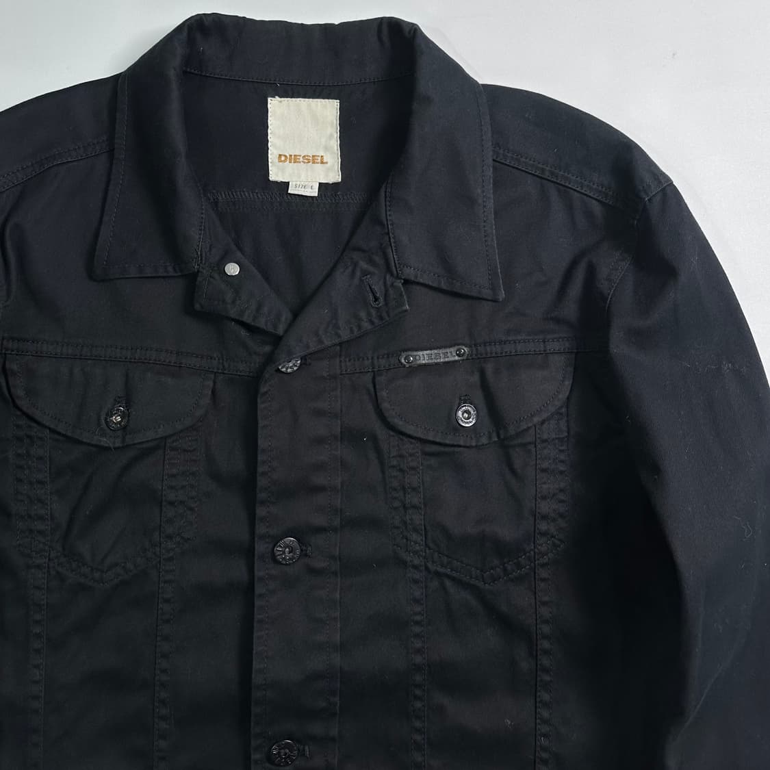 디젤 블랙 코튼 트러커 자켓   상품이미지4