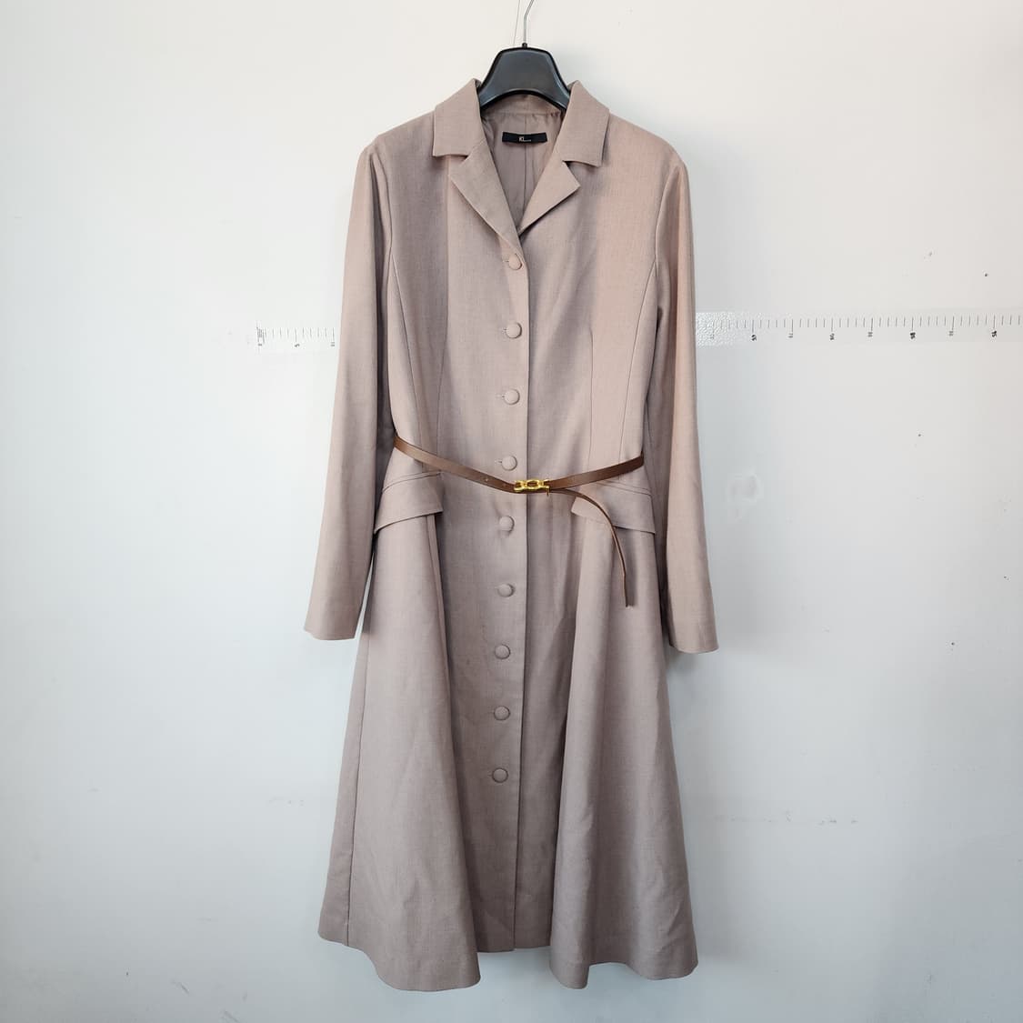 KL 린 베이지 롱 원피스 벨트 세트 상품이미지1