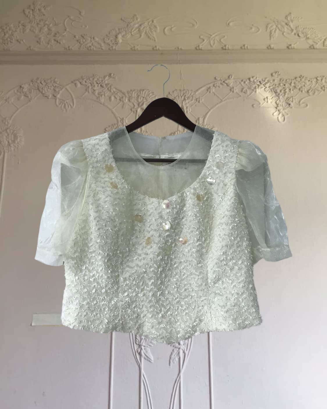vintage ivory organza puff blouse 상품이미지8