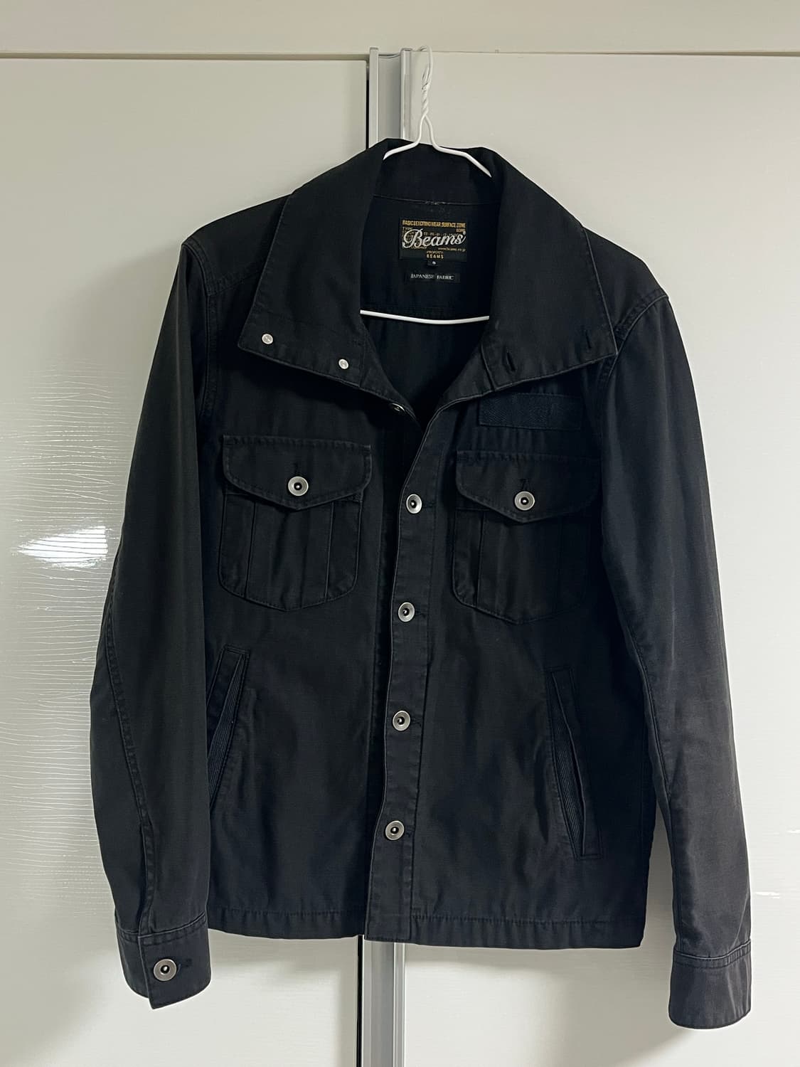 빔즈 하이넥 코튼 자켓 블랙 상품이미지3