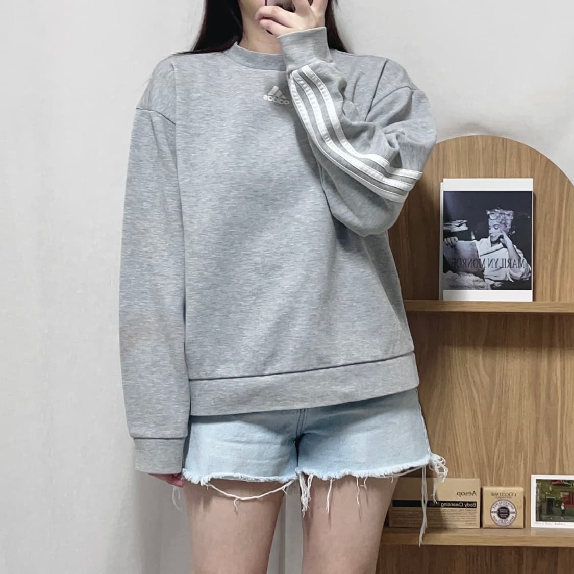 [정품] 아디다스 그레이 삼선 맨투맨 [ XL ] 상품이미지3