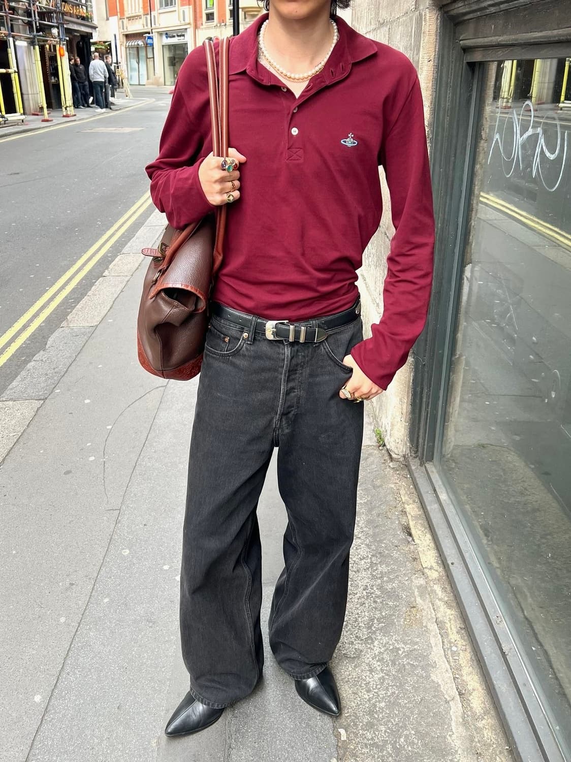 타미힐피거 버건디 긴팔폴로 L 상품이미지4