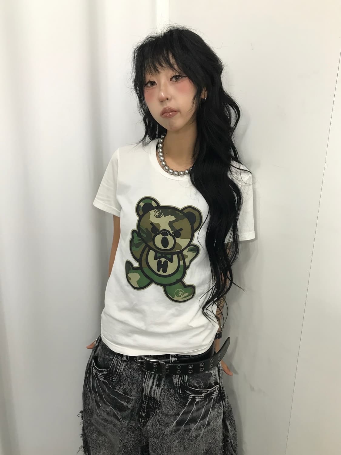 히스테릭글래머 카모 퍽베어 티셔츠 (레어) 상품이미지2