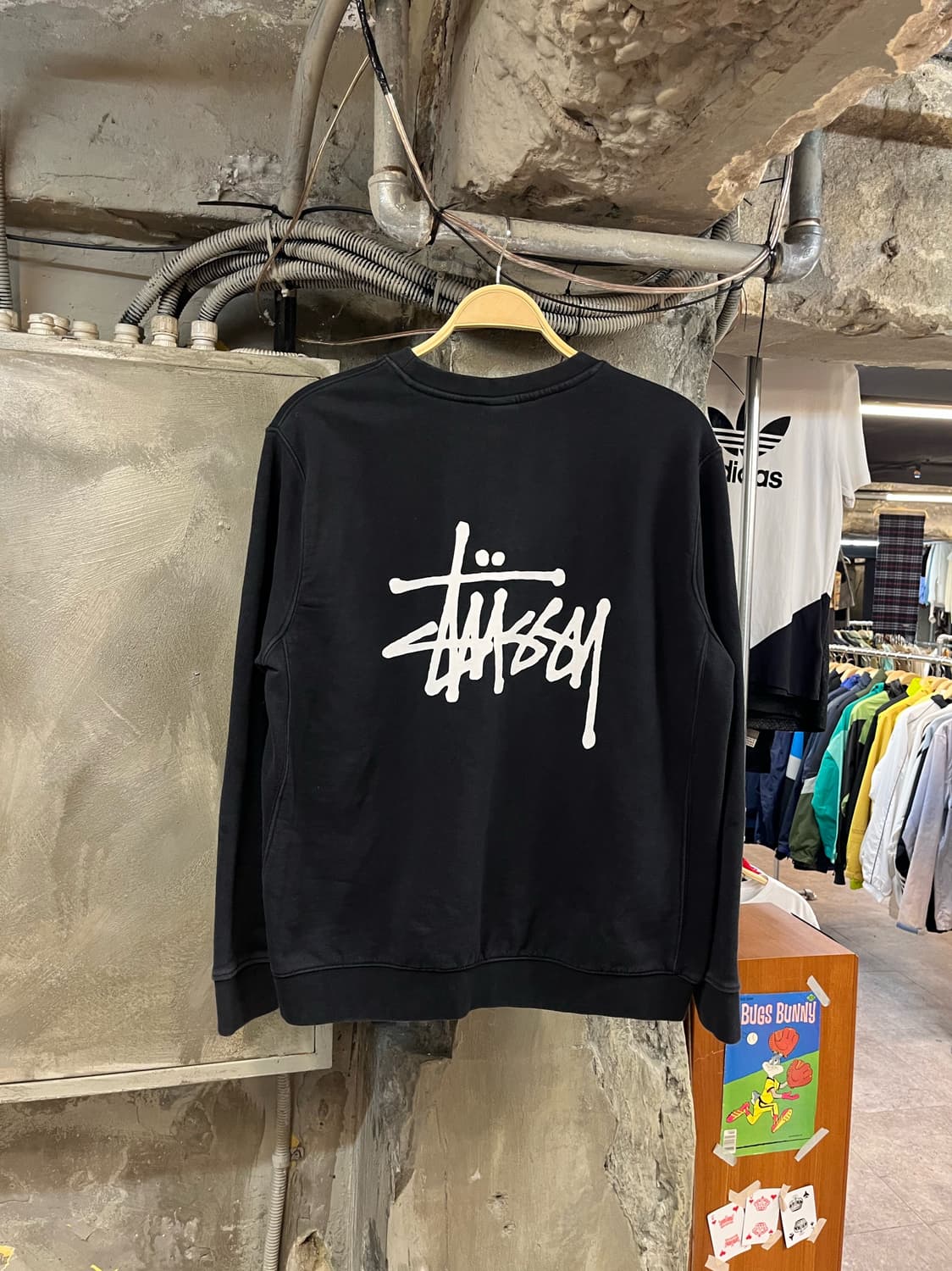 스투시 베이직 로고 맨투맨 블랙 XL #csz2726  상품이미지1