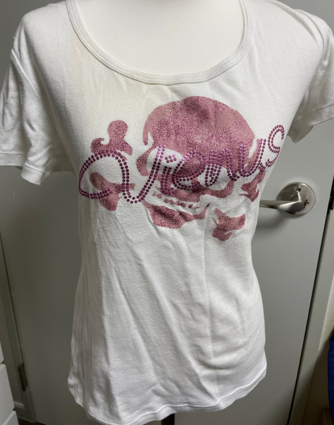 빈티지 화이트 해골 프린팅 반팔 티셔츠 상품이미지1