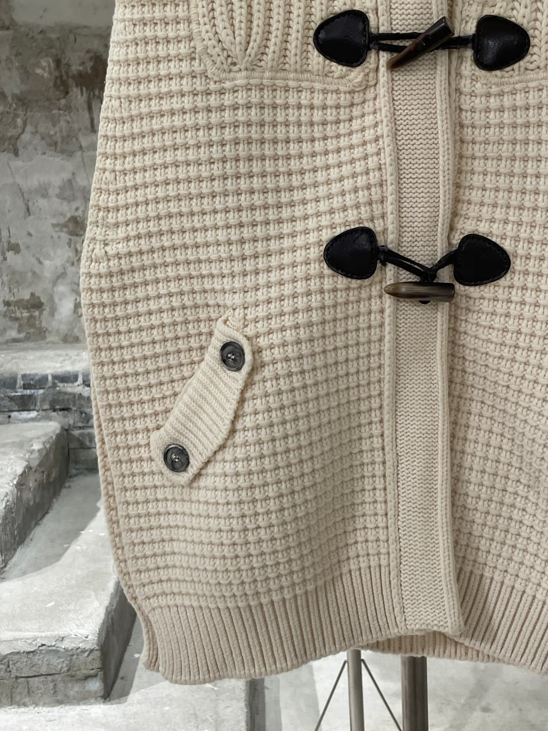 bark 아이보리 더플 니트 후디 베스트 상품이미지4