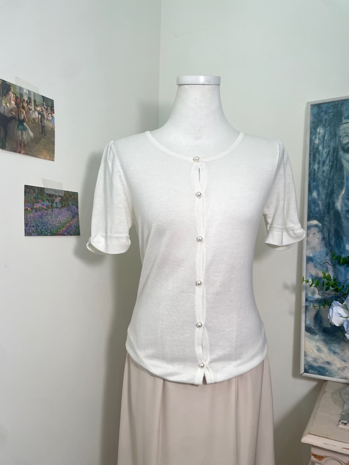 ivory sleeve bow lovely half cardigan 상품이미지1