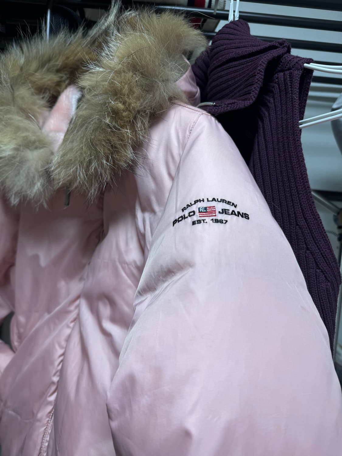 폴로 진스 울프죠 핑크우유 패딩 S 상품이미지3