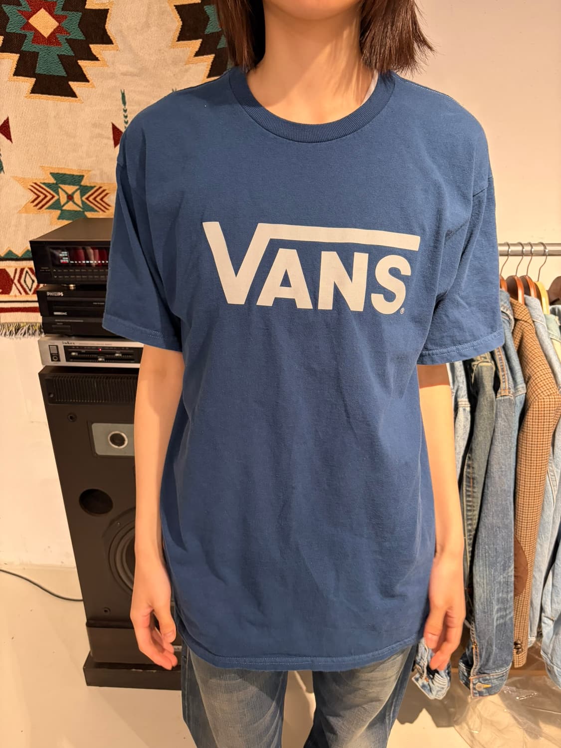Vans 클래식 로고 블루 반팔 티셔츠 상품이미지1