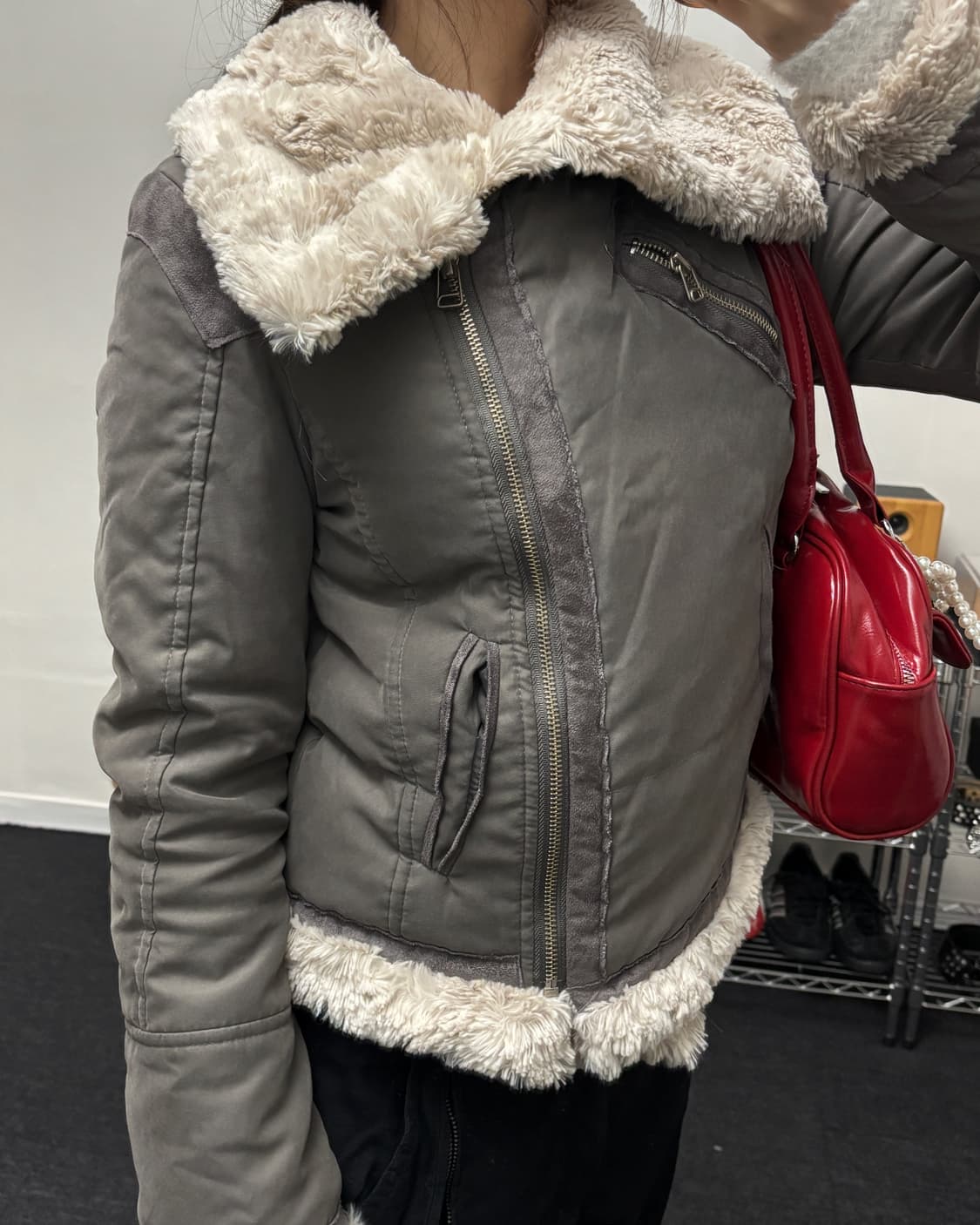 올드빈티지 그레이 양털 무스탕 점퍼 상품이미지2