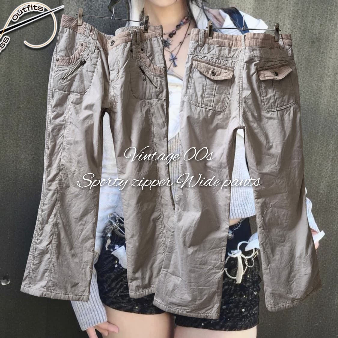 Vintage 00s Sporty zipper Wide pants 상품이미지1