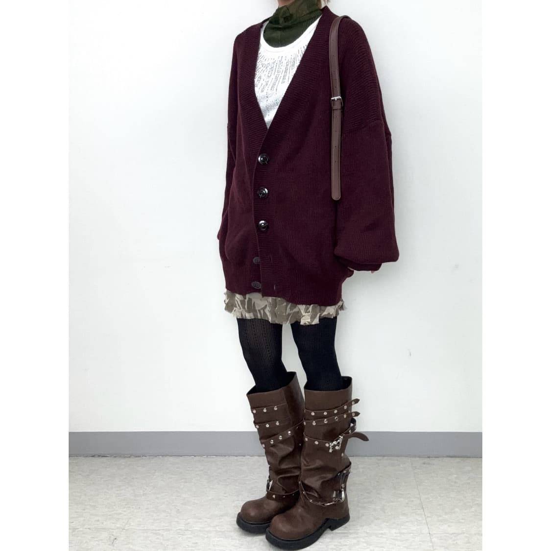 빈티지 버건디 가디건 상품이미지3