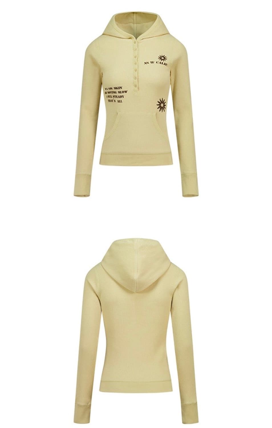 asifcalie 에즈이프캘리 와플 후디 버튼 롱 슬리브 (옐로우) 상품이미지5