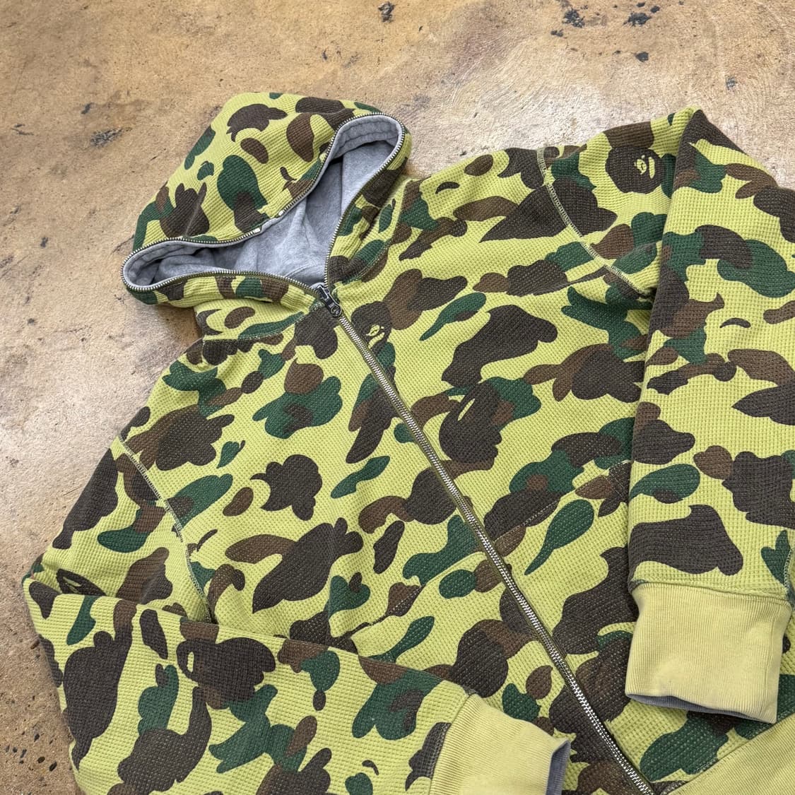 베이프 리버시블 양면 그레이 카모 밀리터리 풀 후드집업  상품이미지5