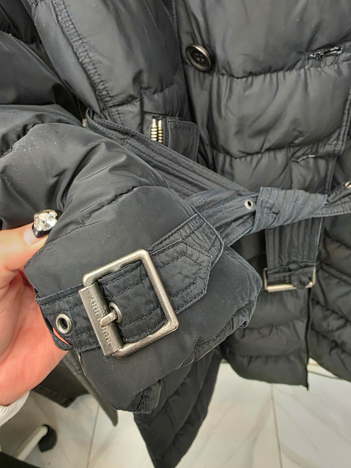 버버리 벨티드 다운 하프 패딩 자켓 M 상품이미지4