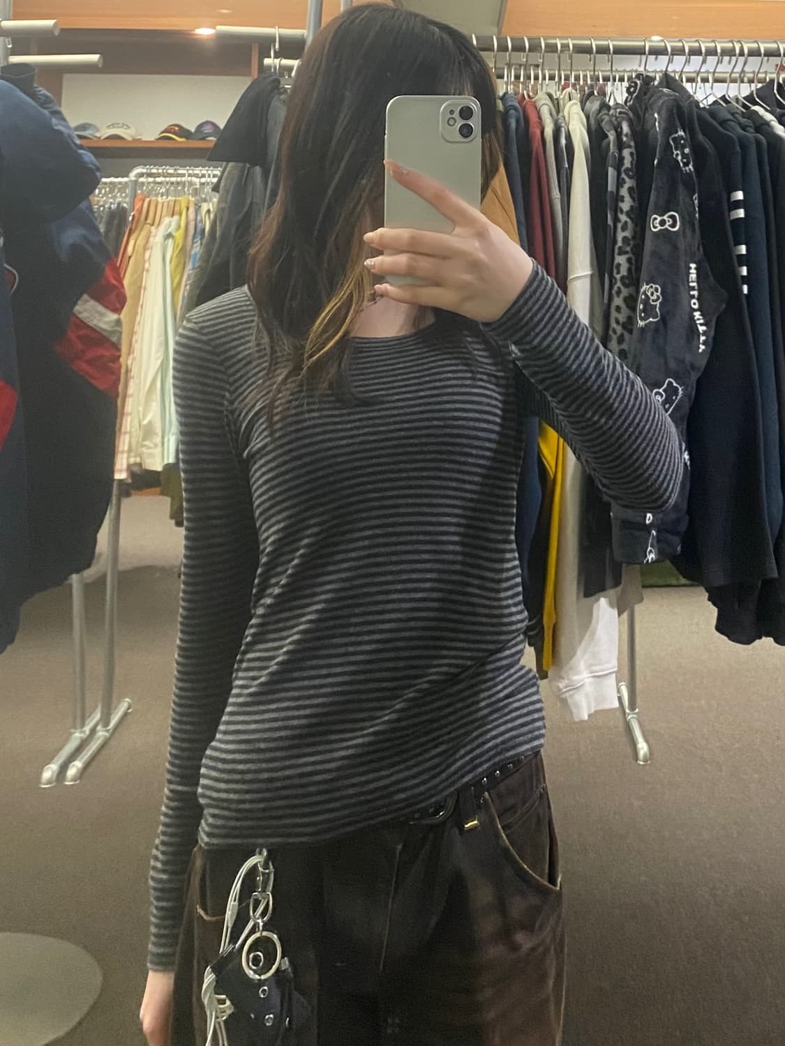 M)Japanese vintage 여성 스트라이프 롱슬리브 상품이미지3