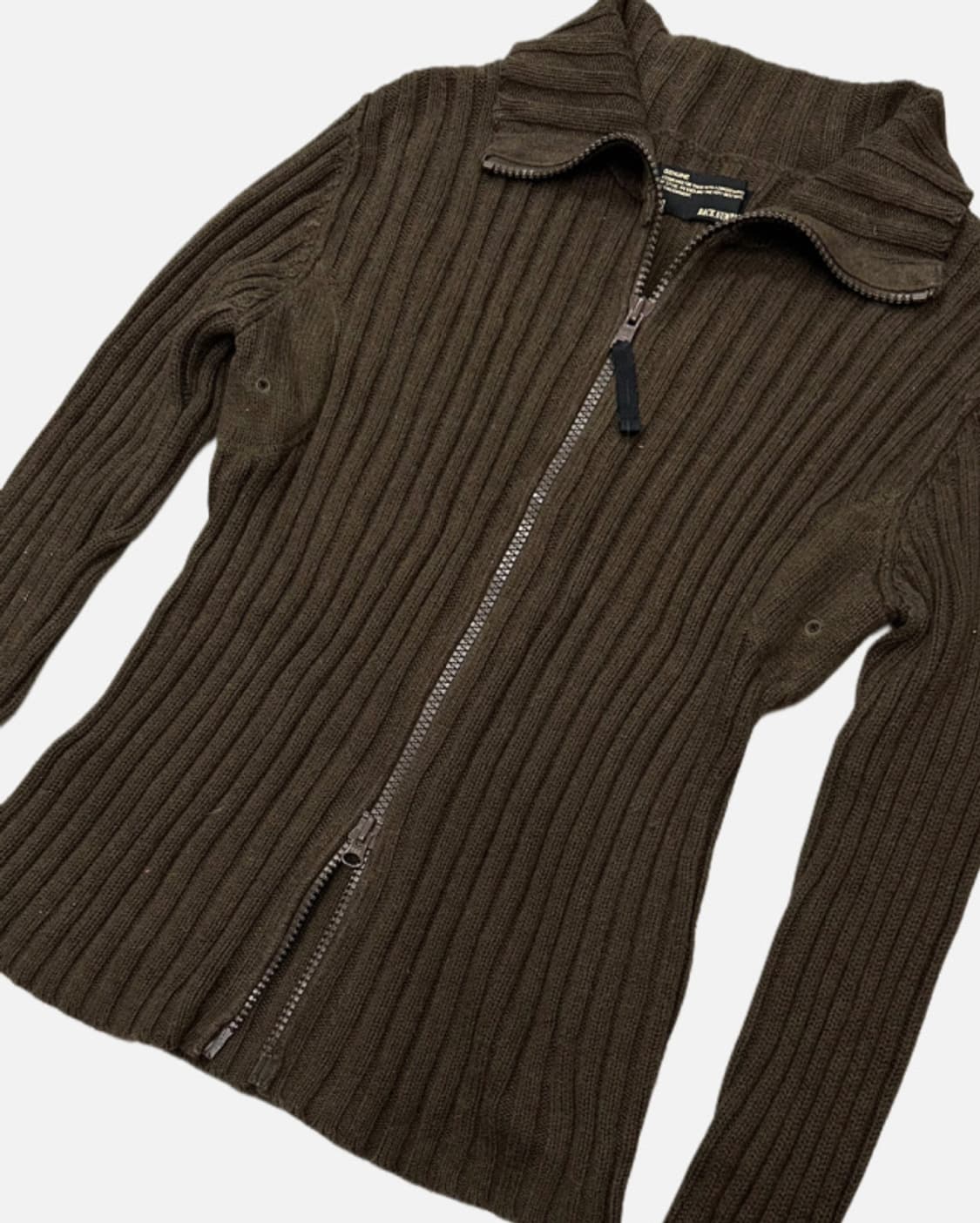 BACK NUMBER brown ribbed knit zip-up 상품이미지4