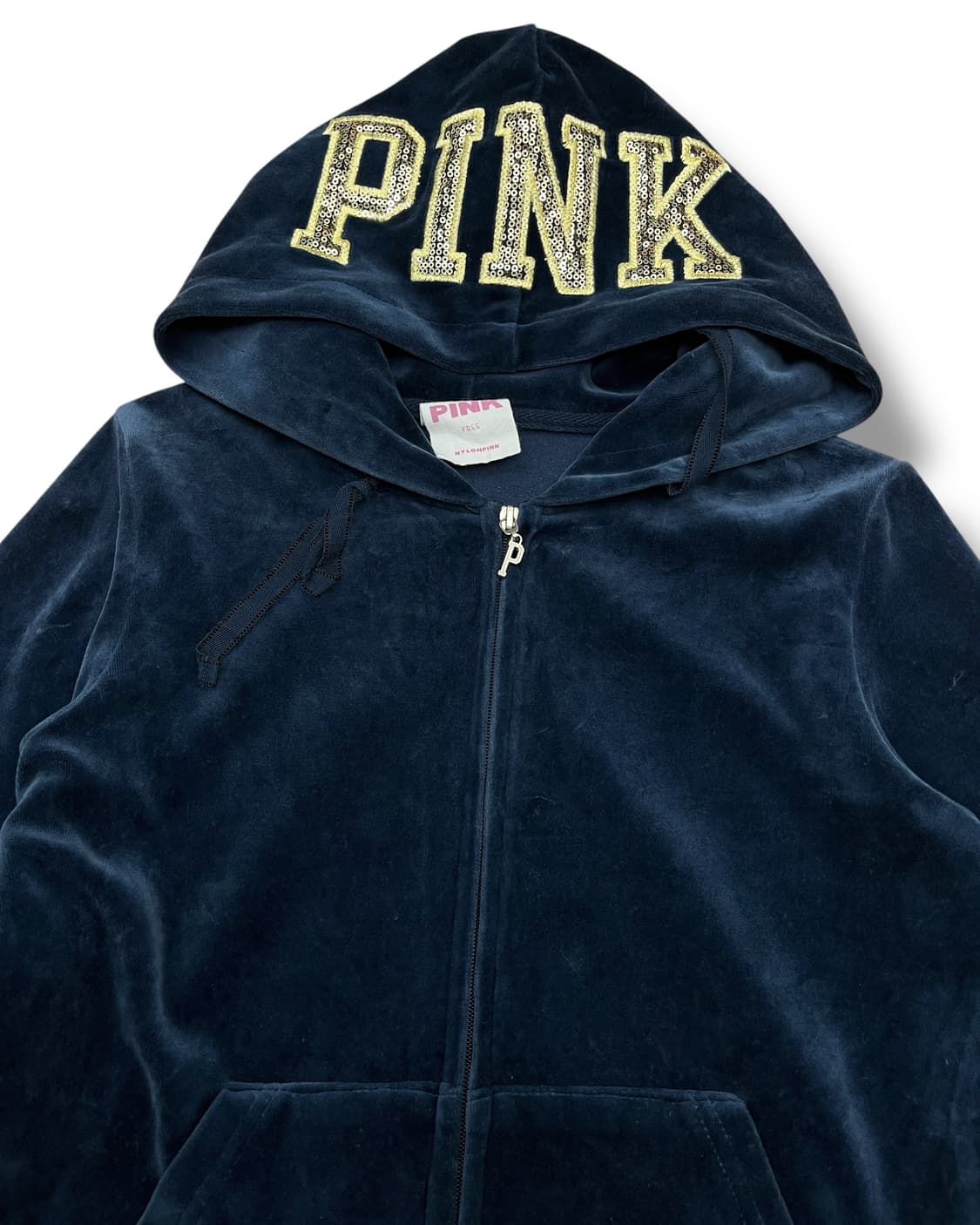 PINK 후드 스팽글 로고 벨벳 후드집업 상품이미지7