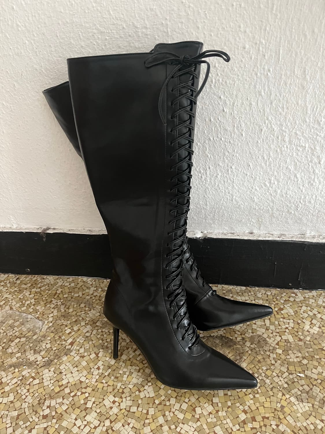스틸레토 레이스업 부츠 상품이미지3