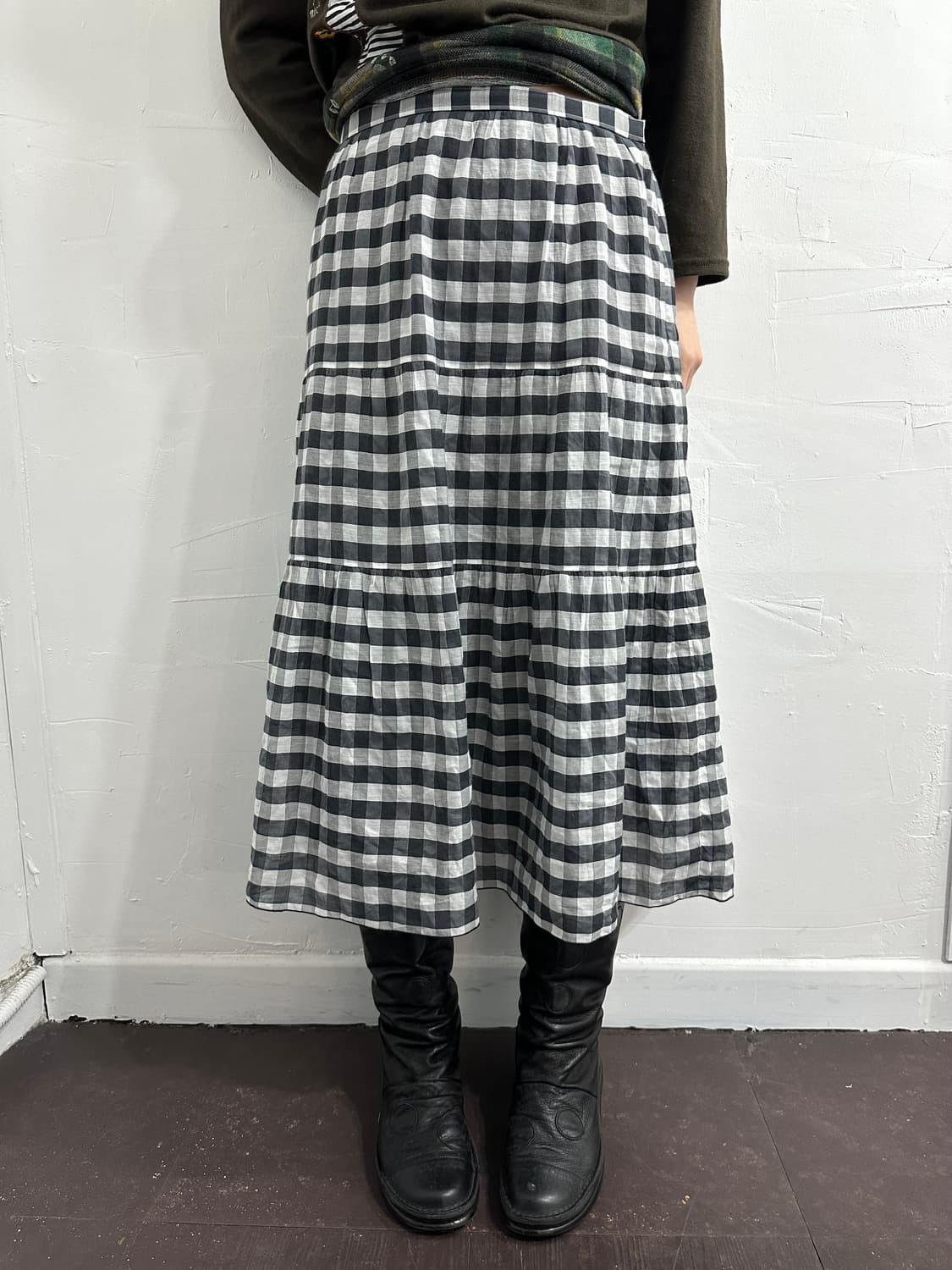 arnese check banding skirt 상품이미지3