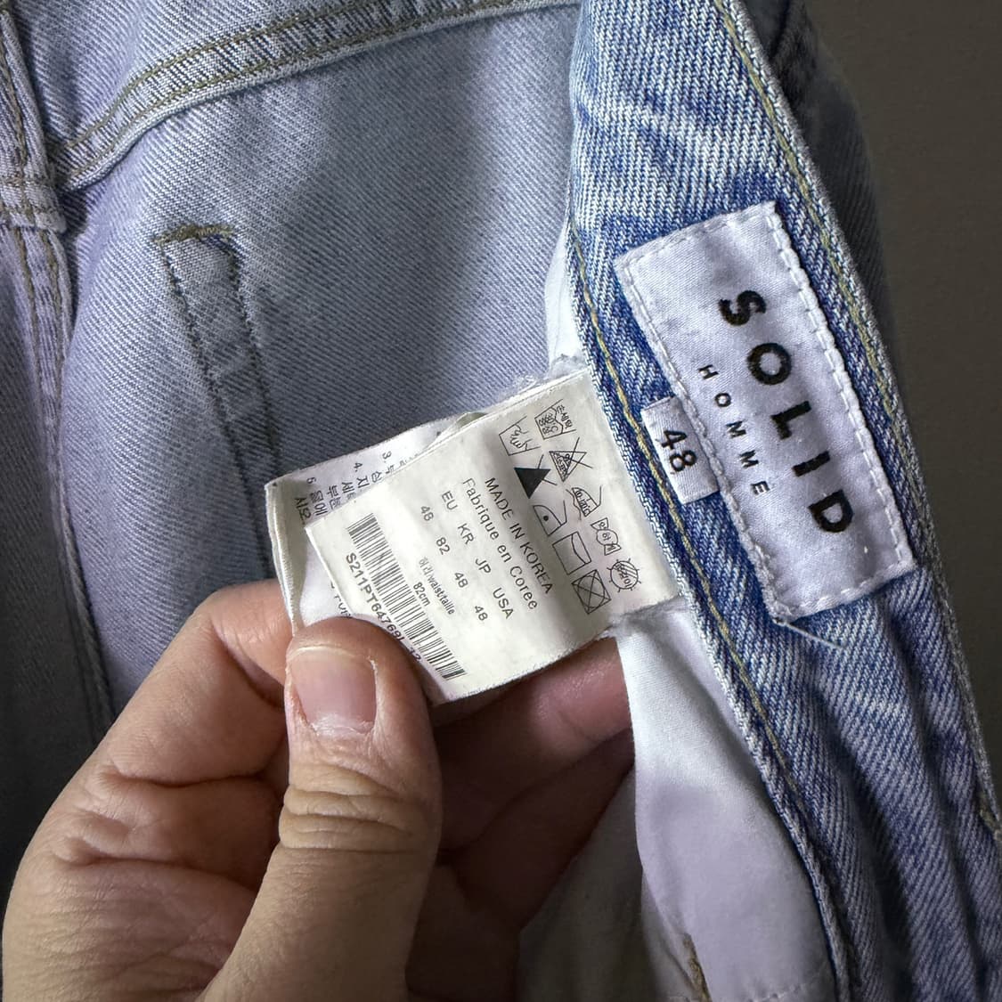 솔리드옴므 가죽패치 남성 연청 데님팬츠 48 (32정도) 상품이미지4
