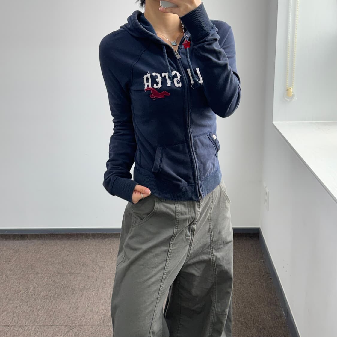 Hollister 홀리스터 2-way 네이비 후드집업 상품이미지2