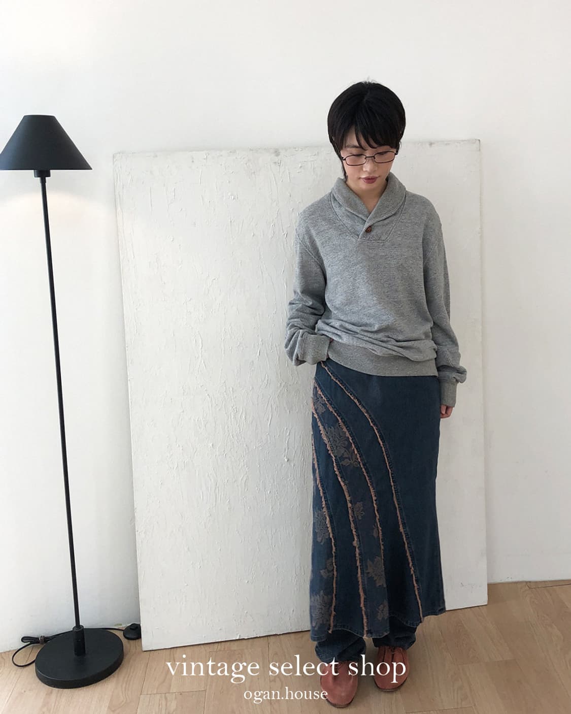 vintage shawl collar sweatshirt top 상품이미지3