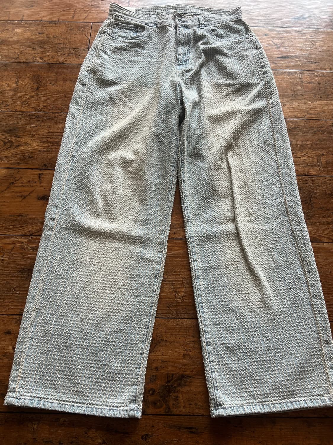 노이어 데미지 스트라이프 데님 팬츠 (라이트블루) 50 상품이미지2