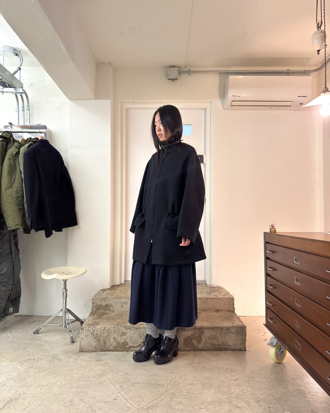 Y's For Men Melton Wool Zip up Coat / L 상품이미지1