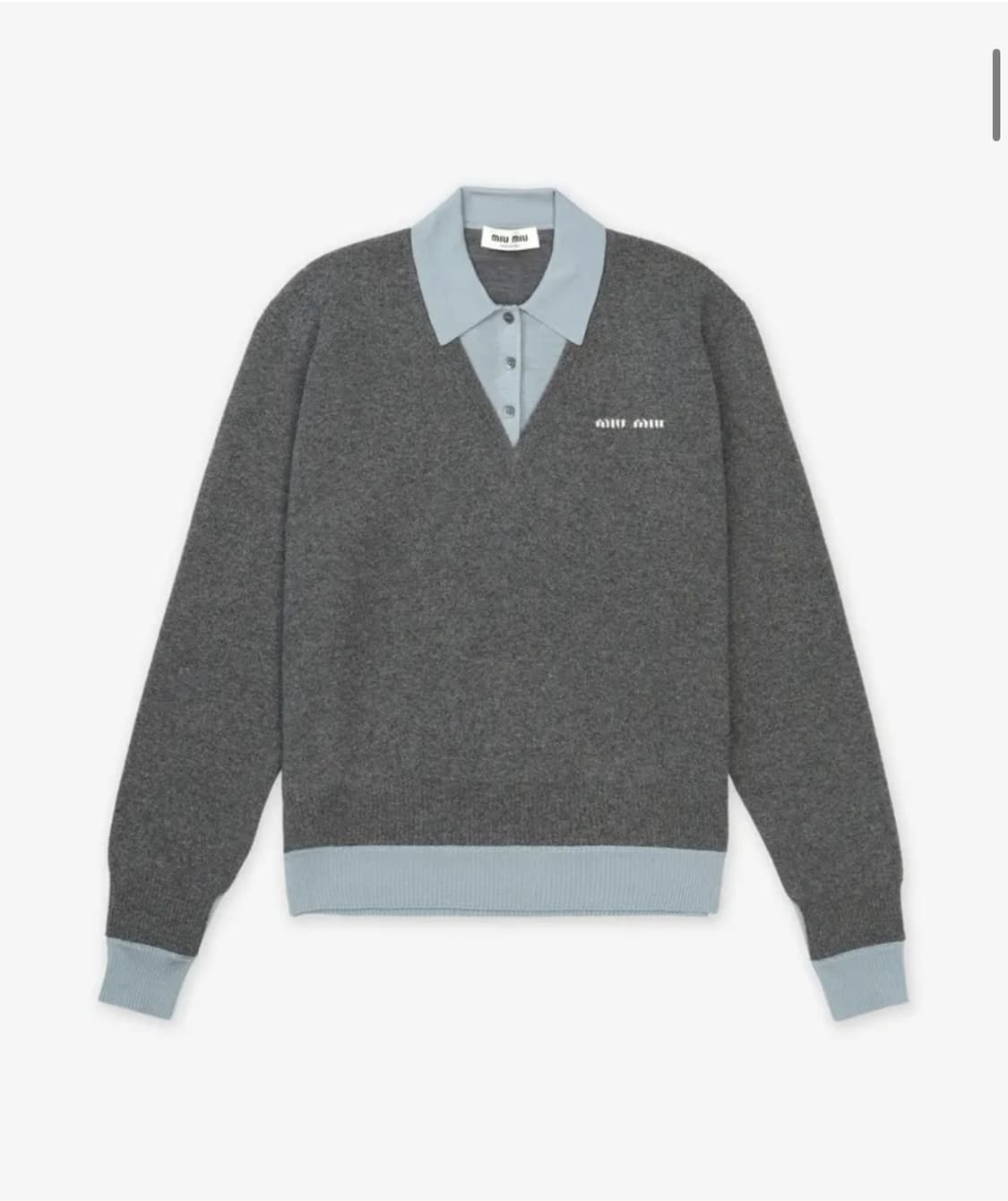 [40] 미우미우 miumiu 캐시미어 울 로고 폴로 니트 자켓 집업 상품이미지1