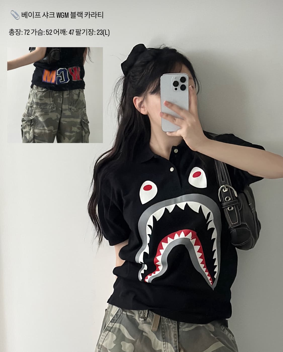 L BAPE 베이프 샤크 PK 반팔 카라티 상품이미지2