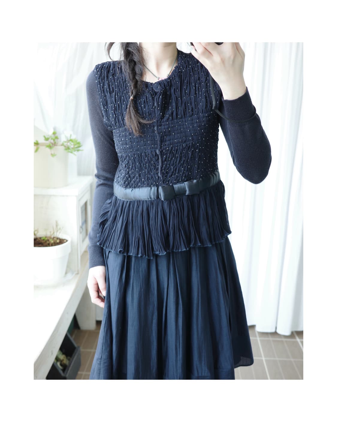  Navy dot ribbon cardigan 상품이미지1