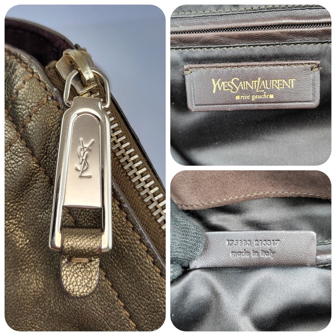 정품 생로랑(입생로랑) 샴페인골드 가죽 다운타운 백 상품이미지9