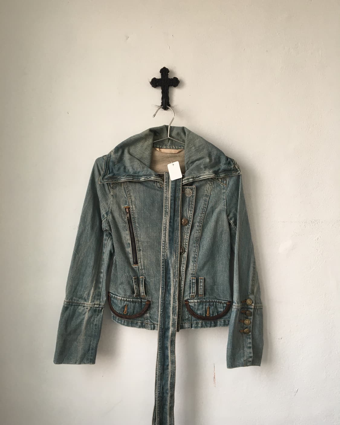 Belted button point denim jacket 상품이미지2