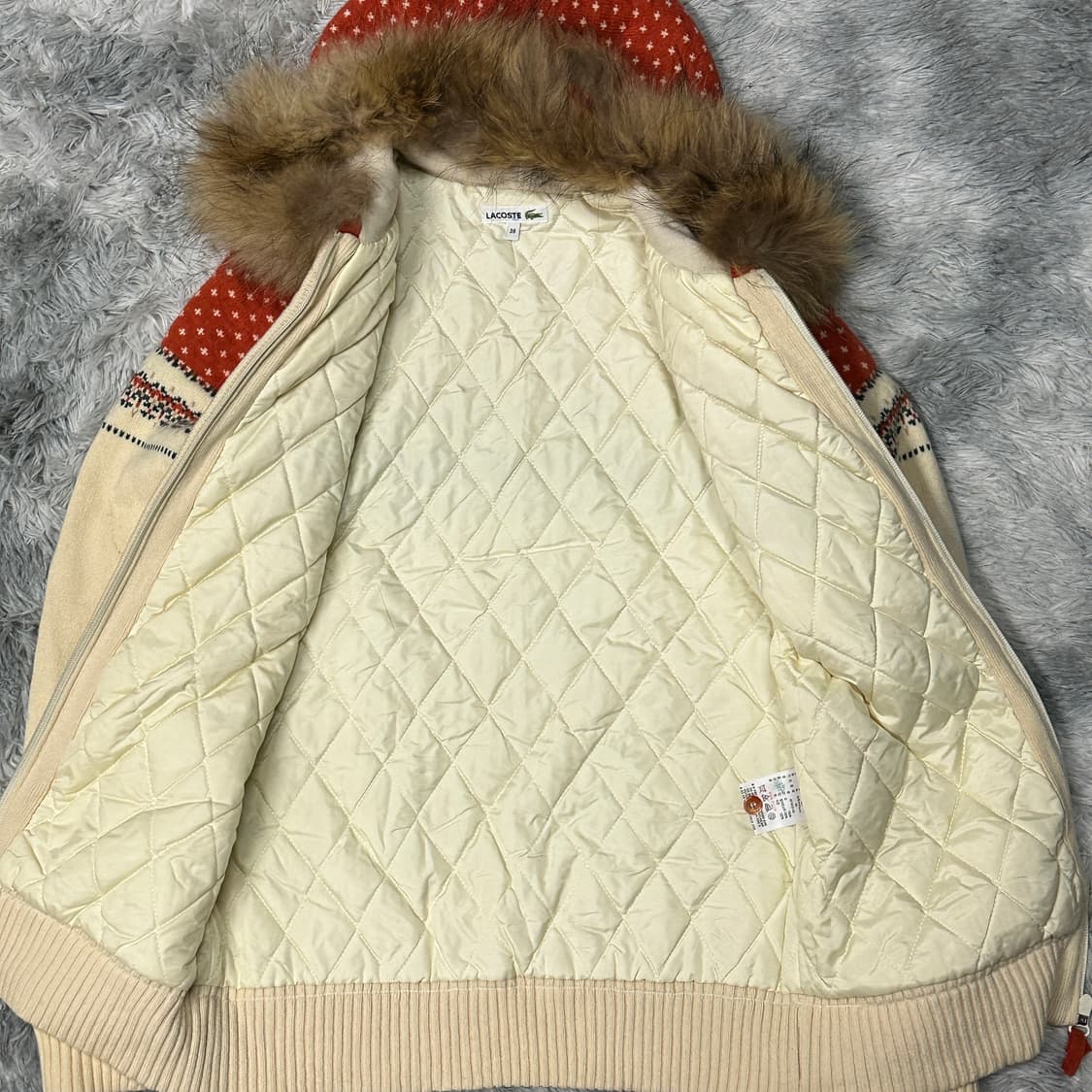 라코스테 퍼 후드 누빔 니트집업 95 상품이미지4