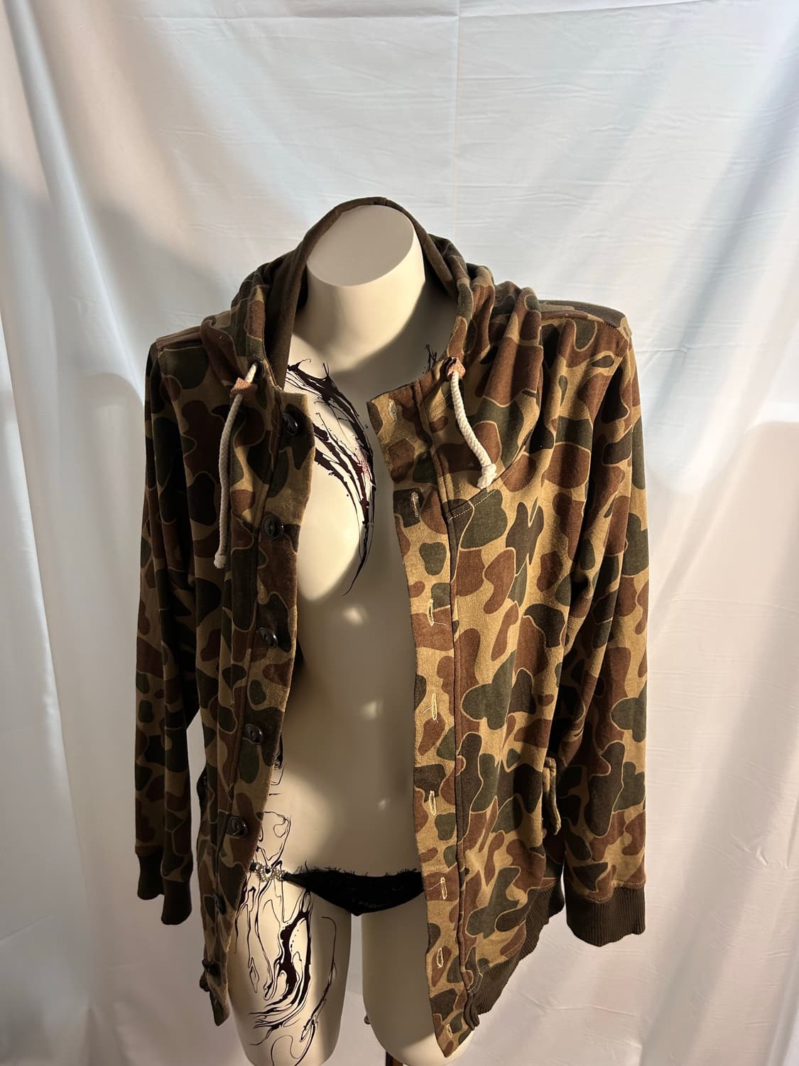 camo y2k button hoodie sweat jacket 상품이미지3