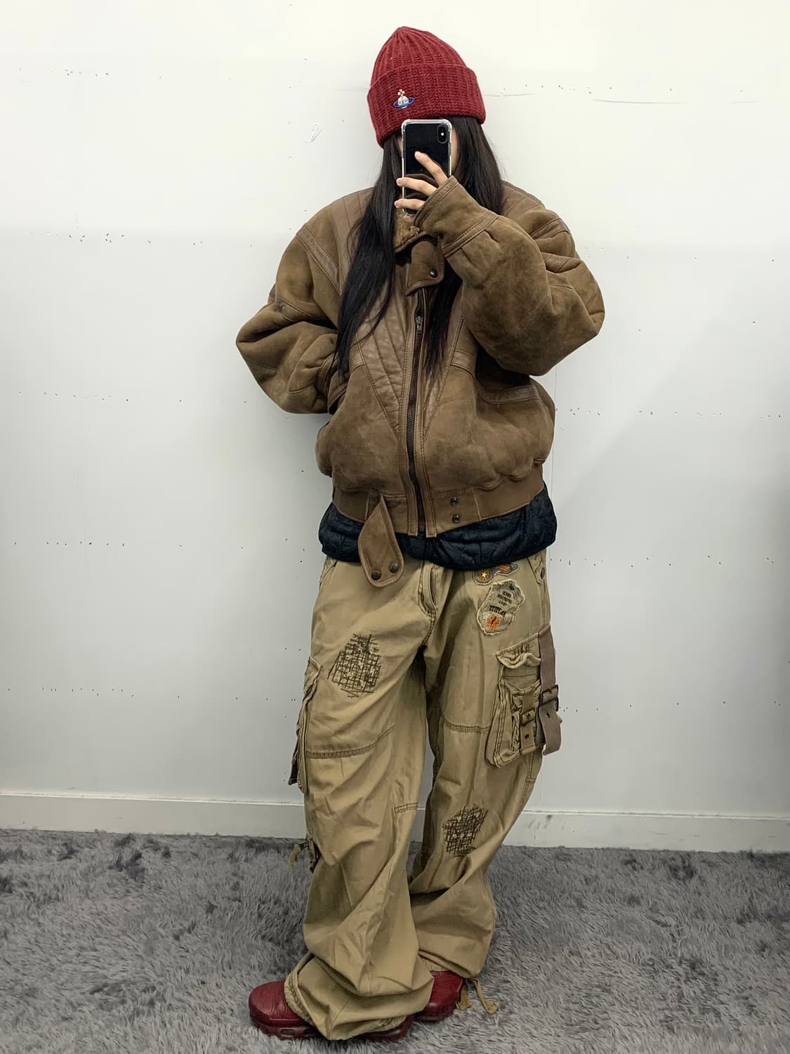 이태리 무통 무스탕 봄버 상품이미지1